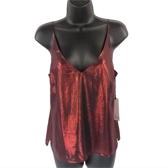 L'agence Foiled Shimmer Tank Top Holiday Red - Picture 1 of 11